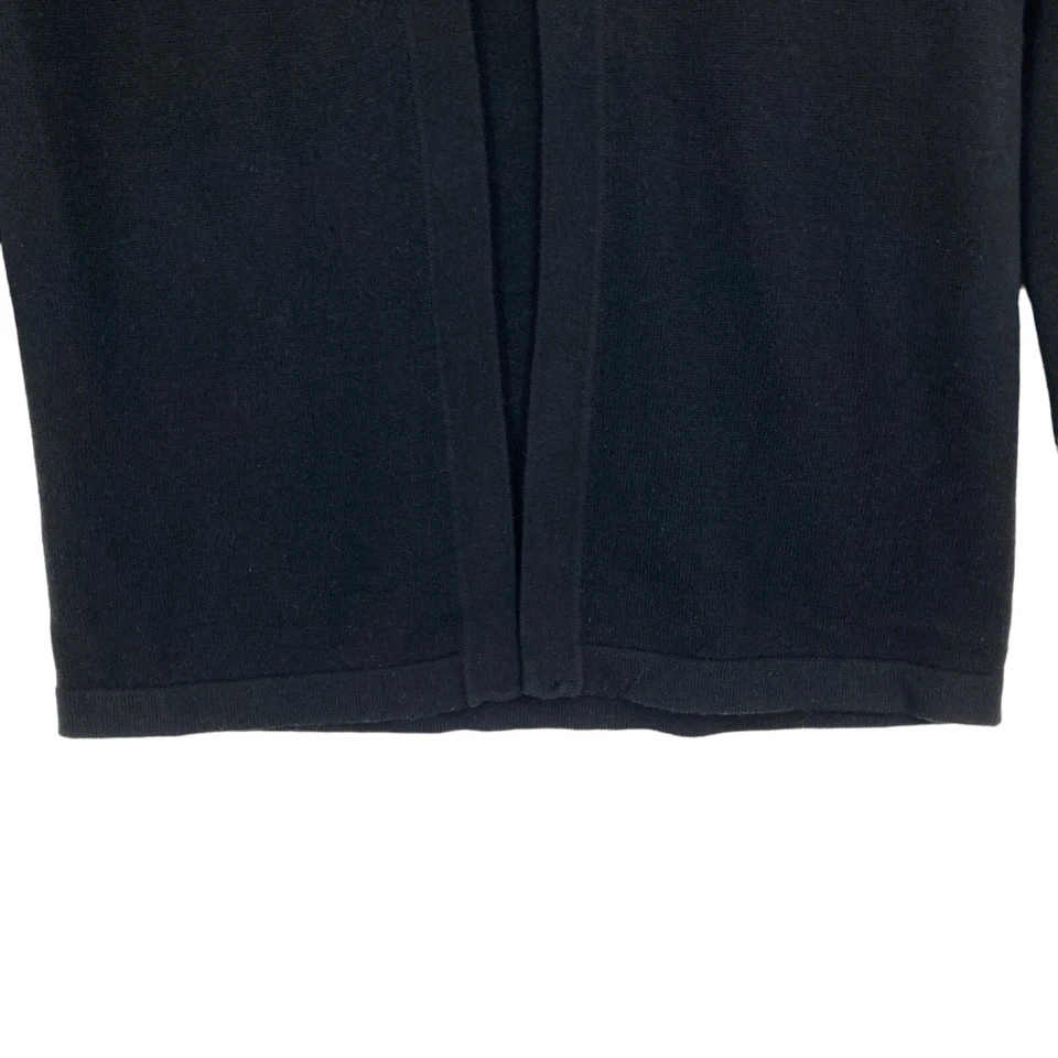 Cardigã suéter feminino Banana Republic pequeno preto malha frisada frente aberta - Imagem 3 de 4