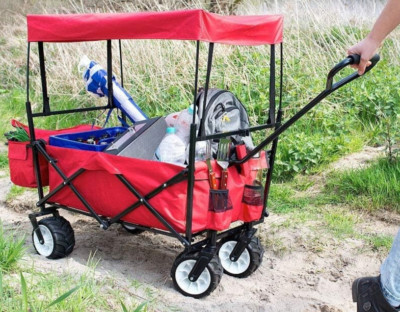 NEU Faltbarer Bollerwagen Dach Offroad Räder für Ausflüge Picknick Gepäck Kinder