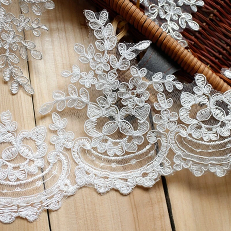 15.5CM*1 Yard Delicate Embroidered Flower Sequin Lace trim Wedding/sewing - Image 2 of 4
