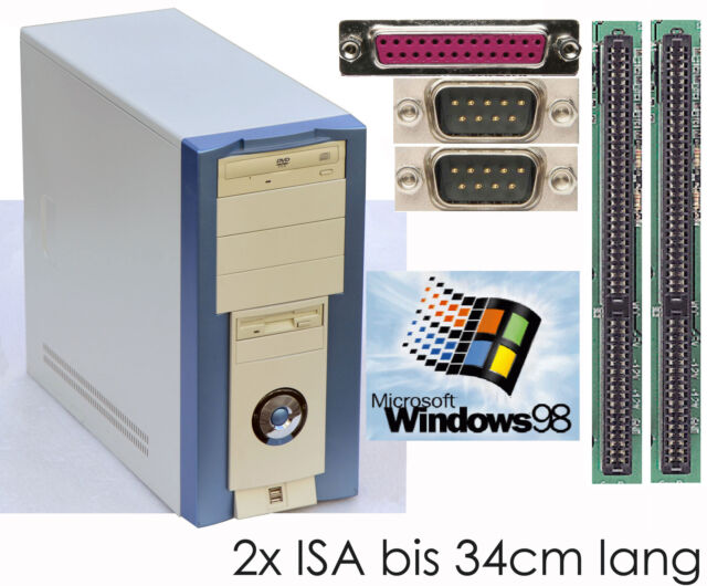Ordenador Con Windows 98 2x RS-232 Lpt Paralelo 2x Isa Para Hasta 34cm Lang PC-1