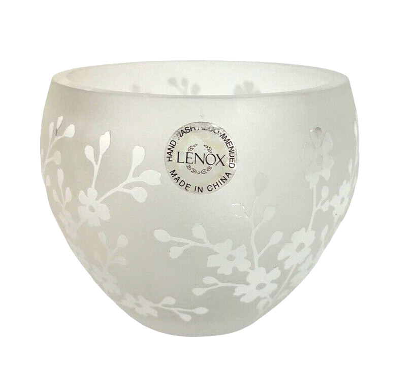 Lenox Etched Flower Frosted Glass Votive Candle Holder