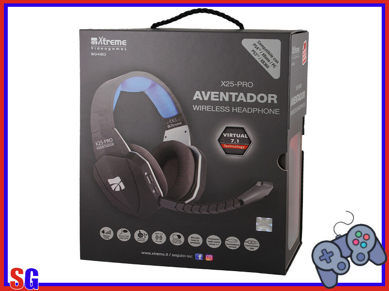 CUFFIE AVENTADOR X25 PRO 7.1VIRTUAL HEADSET XTREME 90480 WIRELESS PRODOTTO NUOVO