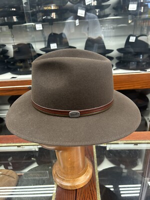 帽子 50s Vintage Borsalino SAVOY 7 1/4 58cm Vintage Borsalino Brown Fedora Hat Mens Size Large 7 1/4