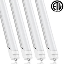 8Pcs 8FT LED Light Bulbs 45W Garage LED Tube Lights Shop T8 FA8 Single Pin 6500K