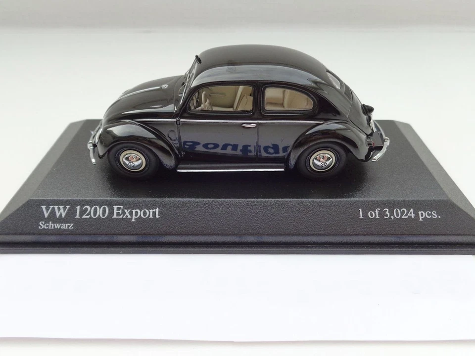 Volkswagen VW Käfer 1200 Brezel Export Di Minichamps 1:43 Nero 400051200 - Immagine 2 di 4