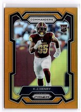 2023 Panini Orange Prizm - Rookies #400 K.J. Henry (RC) /249 Commanders