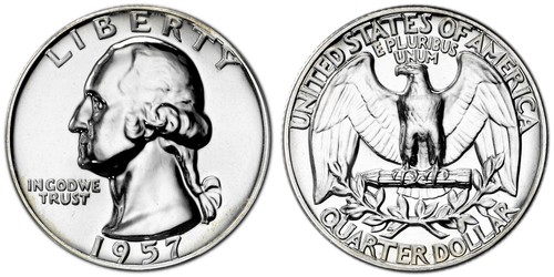 1957 25C US Silver Washington Proof Quarter - Picture 1 of 4
