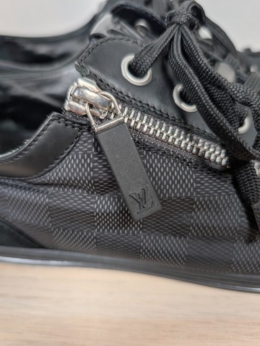 Louis Vuitton Black Damier Zippered Lace-up Shoes Low Sneakers Men's 9 UK/10 US - Picture 5 of 20