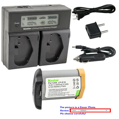 Kastar Fully Decoded LP-E19 Battery LCD Dual Charger for Canon LP-E19 E19N LC-E4