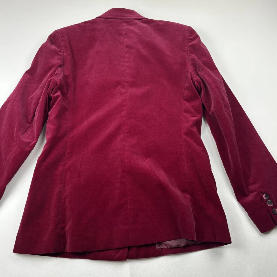 VTG 90's Worthington Jacket Blazer Velvet Women 10 Maroon Notch Lapel Japan NWT - Image 4 of 4
