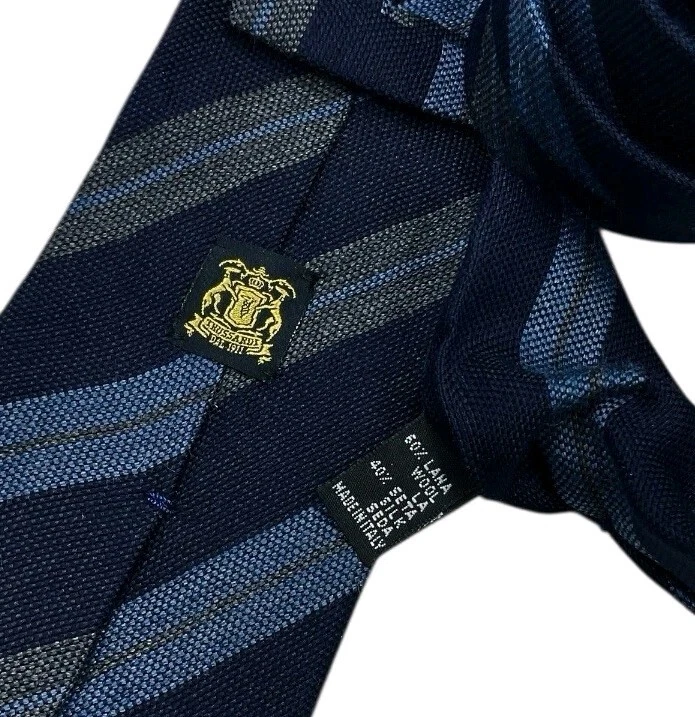 TRUSSARDI Navy/Blue/Gray Striped Wool Blend LUXURY Tie ITALY - Image 3 of 4
