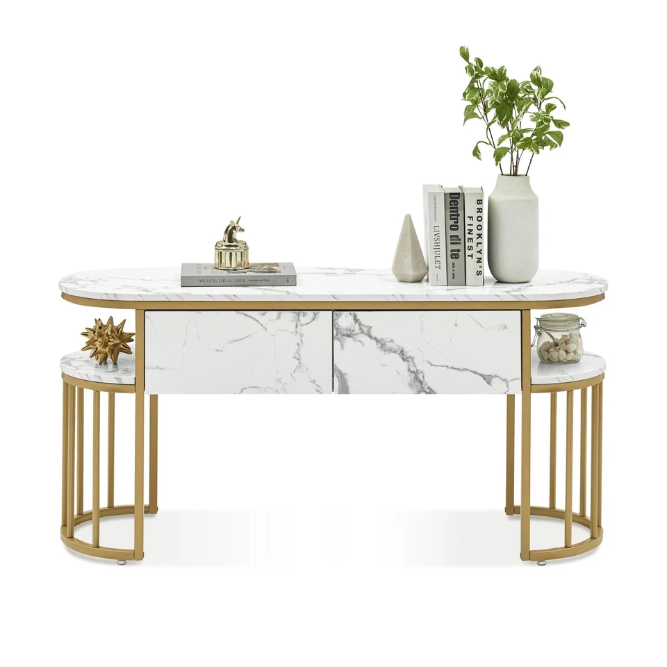 Ivinta Console Table with Storage Shelf, Sofa Table with Gold Legs for Entryway - Image 3 of 4