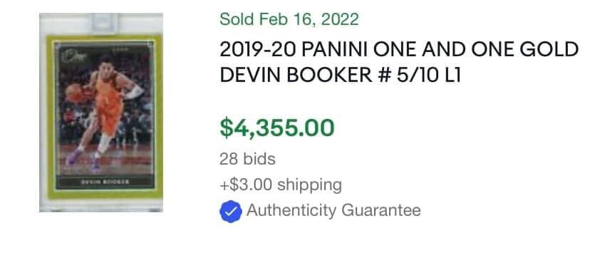 2019-20 Panini One and One - Devin Booker #75 Gold /10 for
