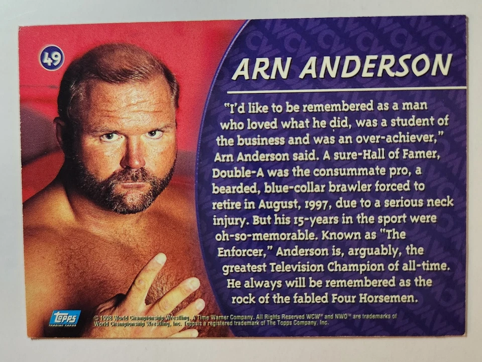 1998 Topps WCW/NWO Wrestling #49 ARN ANDERSON - Image 2 of 2