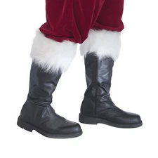 Professional Santa Claus Boots with White Cuffs – Quality Holiday Footwear Halco