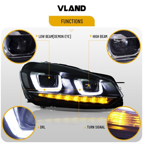 VLAND Paar Scheinwerfer Für Golf 6 VI MK6 GTD TSI TDI 2010-2014 W/Sequentiell - Bild 4 von 16