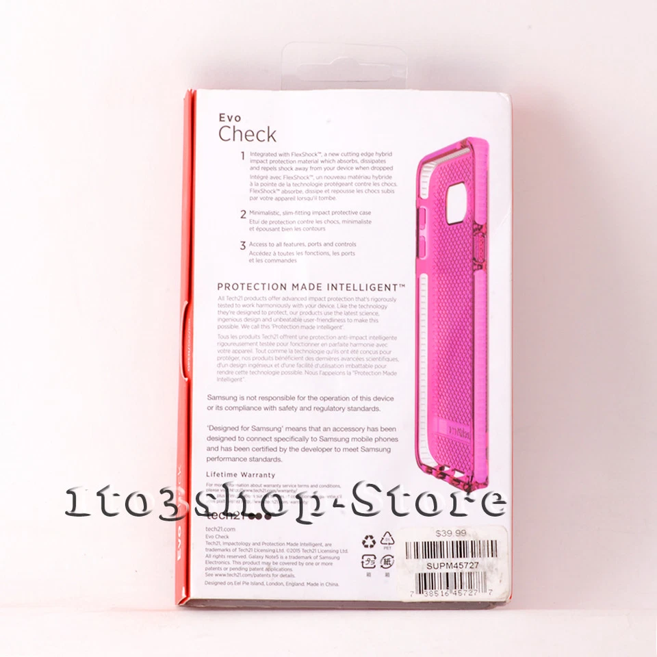 Funda Gel Silicona Flexible Delgada Tech21 Evo Check para Samsung Galaxy Note 5 Rosa Foto 2 de 4