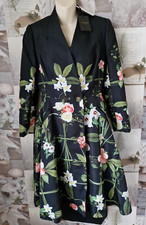 Ted Baker Giova Black Secret Trellis Textured Fit & Flare Coat Size 2 Uk 10 Bnwt