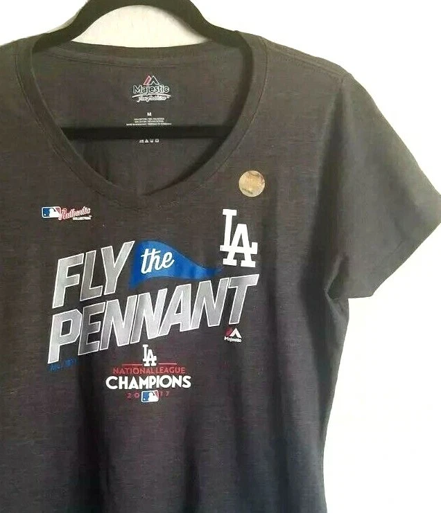 LA Dodgers Majestic MLB Fly The Pennant 2018 World Series Shirt M Womens Vintage - Image 2 of 4