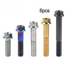 6pcs M8 Titanium Bolt Small Flange Hex Screw 15 20 25 30 35 40 45 50 55 60 65mm