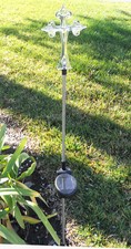 Set of 2 GARDEN DECORATION CROSS SOLAR LIGHT LANDSCAPE GARDEN STAKE