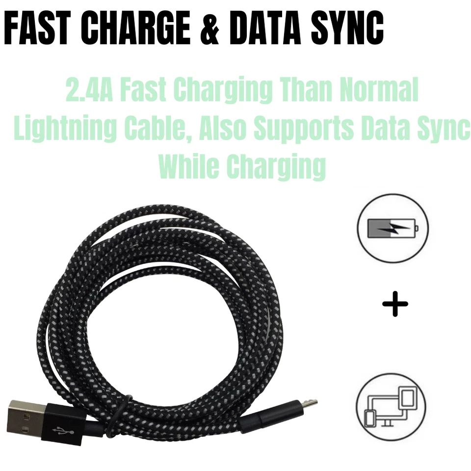 3 Pack 3/6/10Ft Micro USB Cable Fast Charge Data Cord For Samsung Note 6 5 S 7 6 - Image 3 of 4