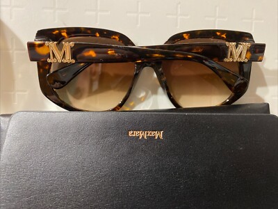 MAX MARA EMME 4 MM0013 52F DARK HAVANA GRADIENT BROWN GEOMETRIC SUNGLASSES. 58MM