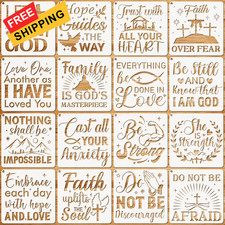 JSRQT 16 Pieces Christian Inspirational Stencils, Bible Verse 20 20CM