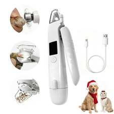 Electric Dog Nail Grinder Pet Trimmer USB Rechargeable Clipper with LED Light US
