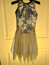 Revolution Light Blue Sage Lace Dance Adult Small Figure Skating Costume