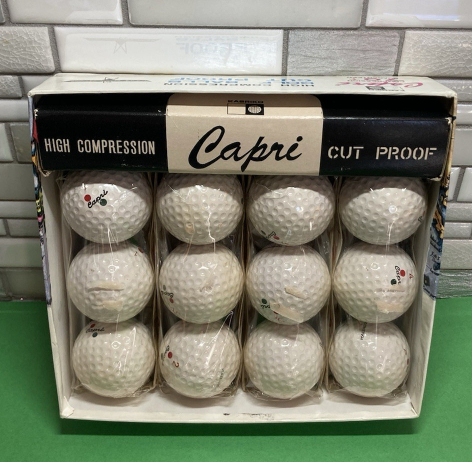 12 Capri Red/Green Double Dots by Kabriko Golf Balls Japan 1960's