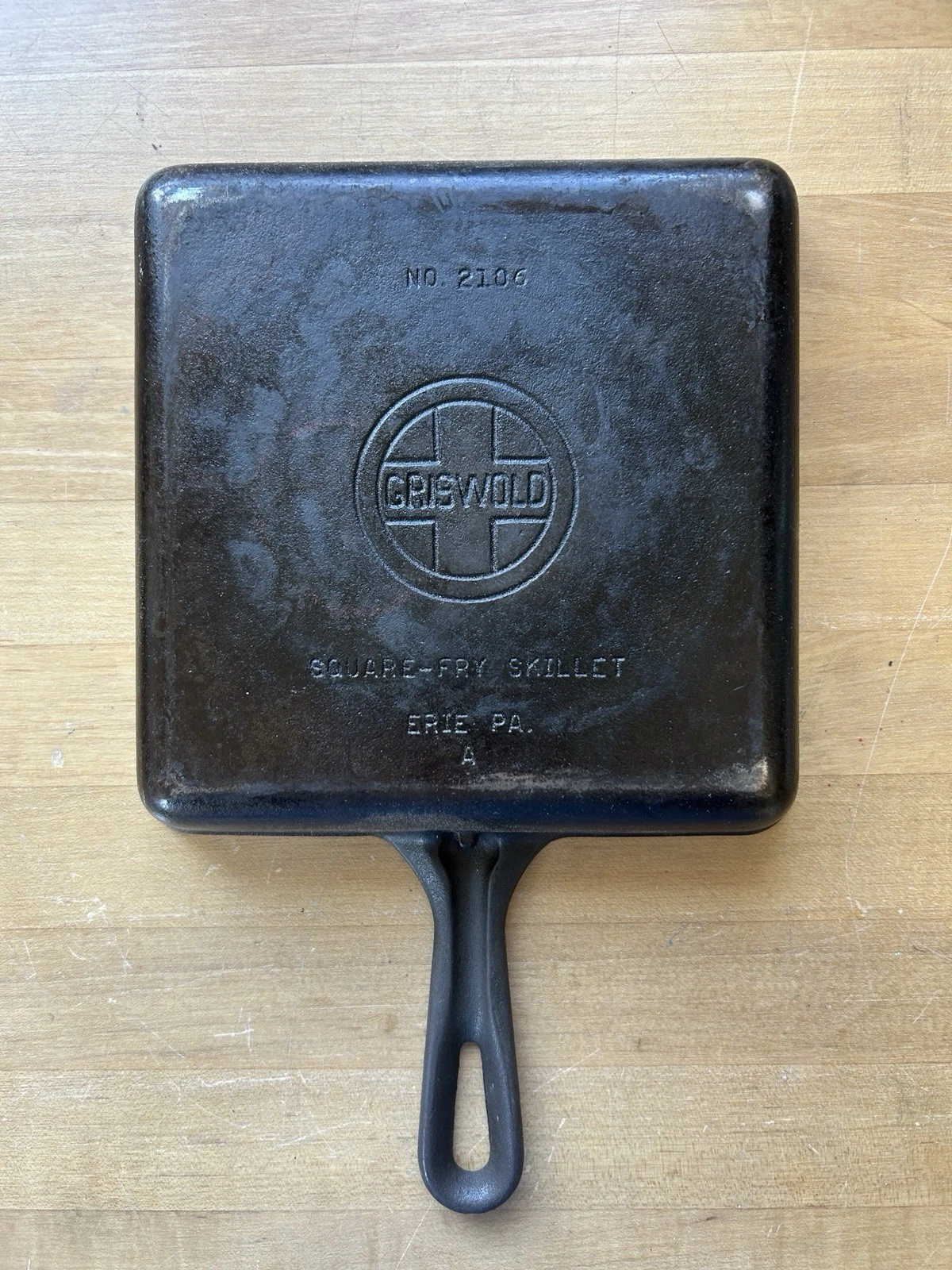 Griswold Cast Iron 8 Inch Square-Fry Skillet #2106 Erie PA Made In USA