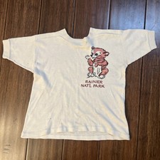 Vintage 60s Mt Rainier National Park Teddy Bear Shirt Single Stitch Washington