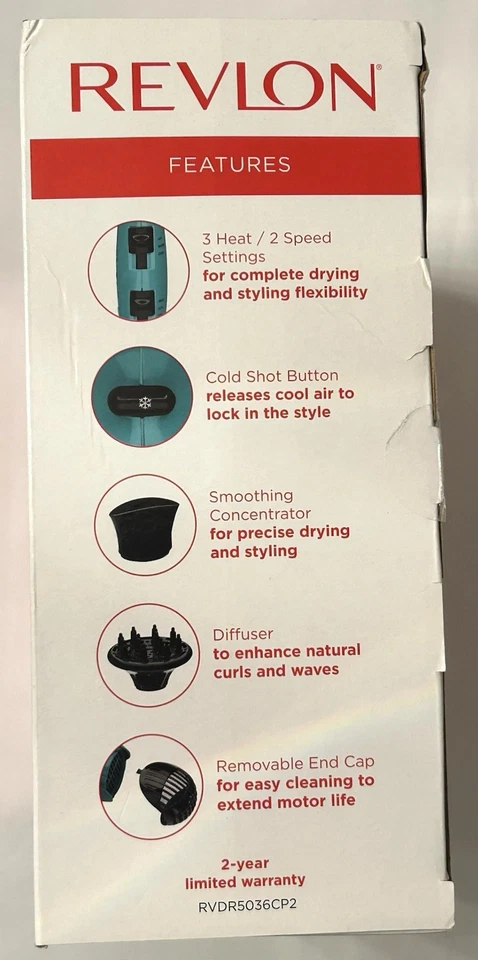 REVLON - Secador de pelo con accesorios nuevo en caja - 1875 vatios - Modelo: RVDR5036CP2 (F179 Foto 3 de 4