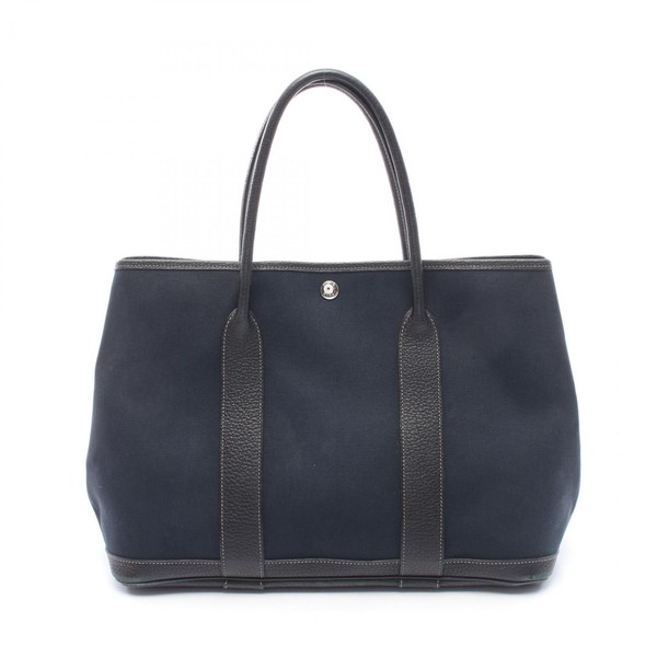 HERMES Garden Party PM Tote Handbag 038587CK canvas leather Black SHW Used N