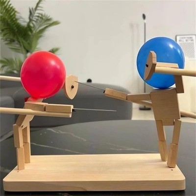 Holz Stick Man Ballon Kampfspiel, Battle, 2 Spieler mit 20 Luftballons