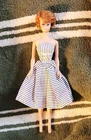 Vintage Bubblecut Titian Red Barbie wearing Cotton Casual Dress