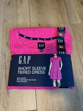 NWT Gap Ladies Short Sleeve Tiered Dress with Side Pockets Black XL PINK