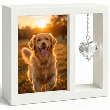 Dog Memorial Gift for Loss of Dog   4x6 Wooden Photo Frame with Crystal He