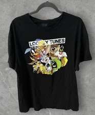 Looney Tunes Short Sleeve T-shirt Bugs Bunny Taz Tweety Marvin Size XL Black