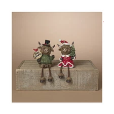 Gerson Christmas Decor - Mr Mrs Highland Cow Sitter Figurines 2pc