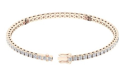 4 Karat runder Diamant 7,00 Zoll Tennisarmband 14K Rotgold VVS1/VS1/SI1/I1