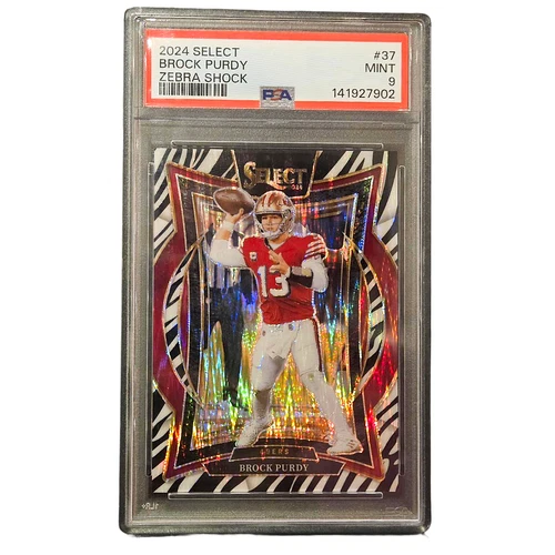 2024 Panini Select - Brock Purdy Zebra Shock Prizm #37 PSA 9 49ers