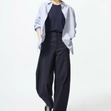 Uniqlo Navy Jersey Barrel Leg Pants S