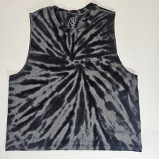 Sage Collective Cropped Tank Womens Size Medium Black White Tie-Dye Retro Style
