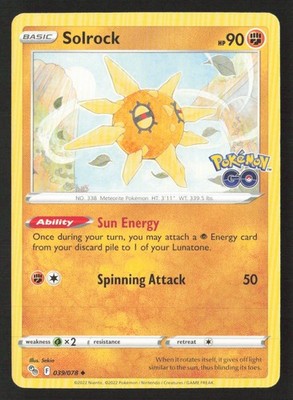 Solrock #039/078 Pokemon GO Common Base Pokemon TCG NM/M