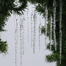 Handmade Glass Icicle Ornaments, 64-Pc Crystal Decor for Christmas Tree