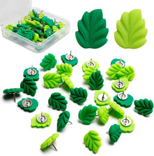 30 Pcs Decorative Push Pins Green Leaves Flat Thumb Tacks Decorative Board Tacks