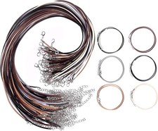 48 PCS Waxed Leather Cord, 6 Assorted Colors Rope Necklace with Clasp for Jew...