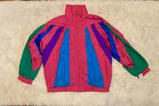 80  s/90  s Casual Isle Windbreaker Pink, Purple, Green, Turquoise Medium